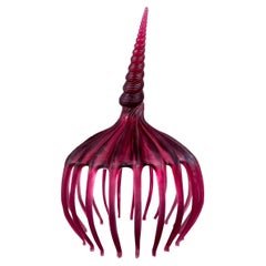 Crown of Creation Large Contemporary Sculpture Magenta Cast Resin by Karen Atta