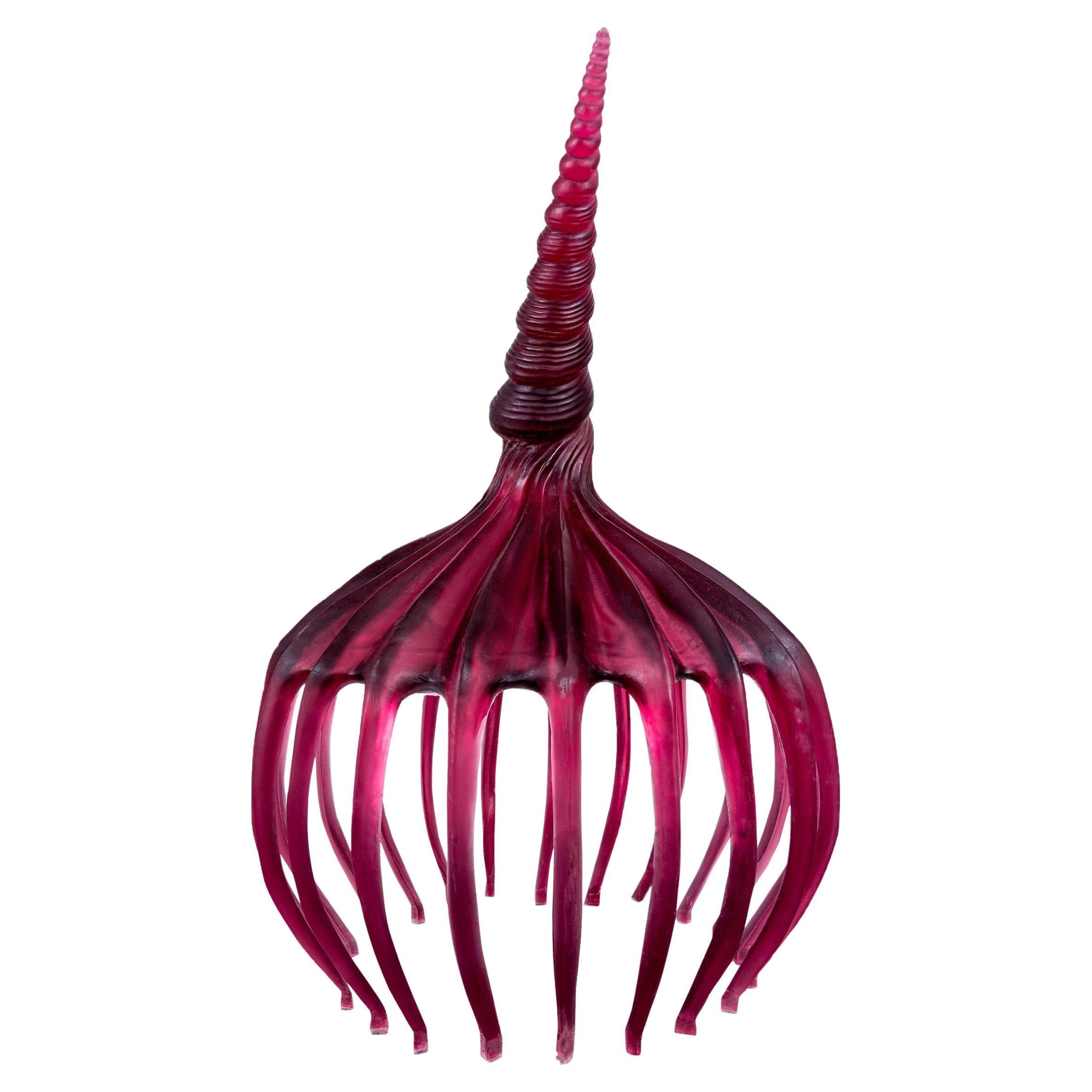 Crown of Creation Large Contemporary Sculpture Magenta Cast Resin by Karen Atta