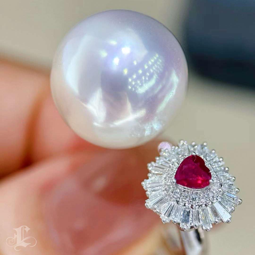 Women's 【Crown Radiance】Crown of Heart Aurora South Sea Pearl Ring For Sale