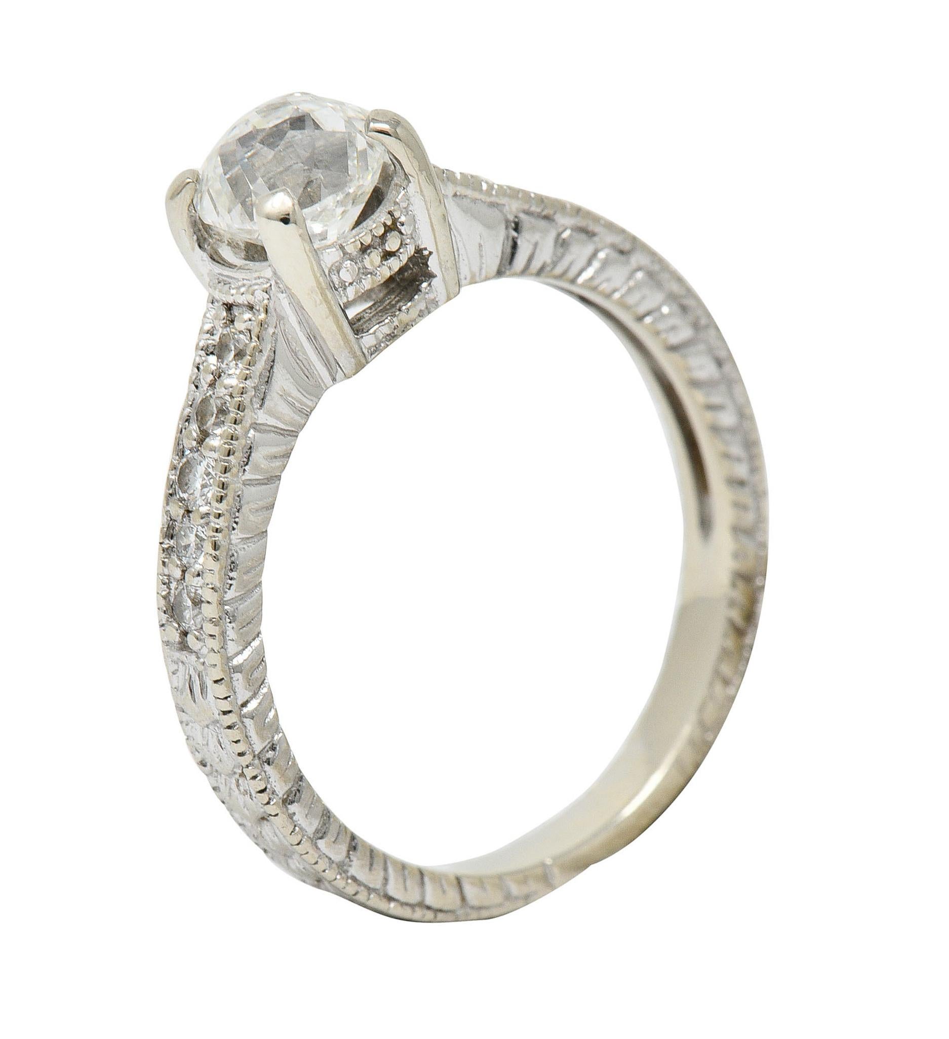 Crown of Light 1.20 Carats Diamond 14 Karat White Gold Foliate Engagement Ring 1