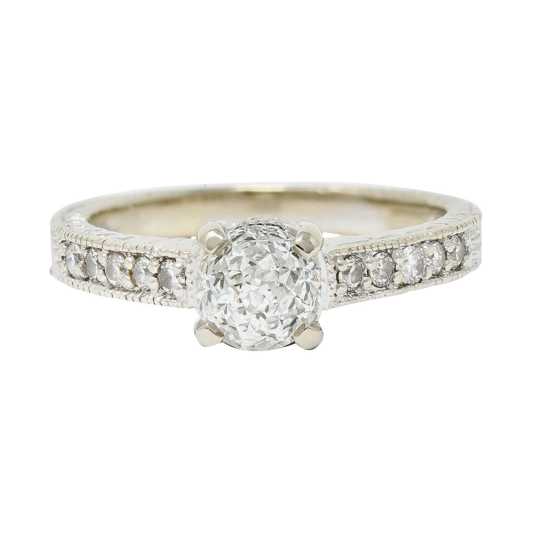 Crown of Light 1.20 Carats Diamond 14 Karat White Gold Foliate Engagement Ring