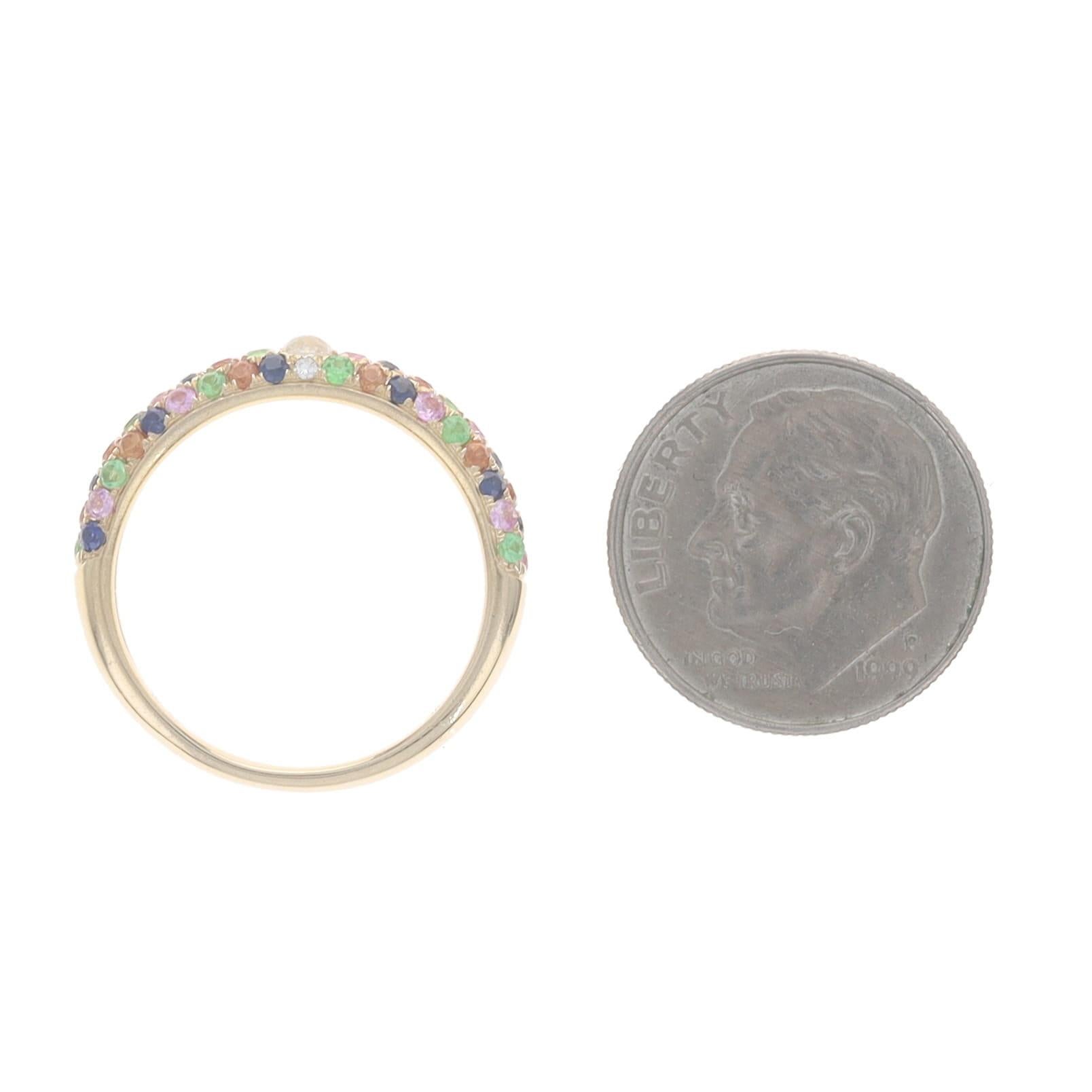 Crown of Light Anello impilabile con diamante e zaffiro in oro giallo 14k da 0,95 ct. in vendita 1