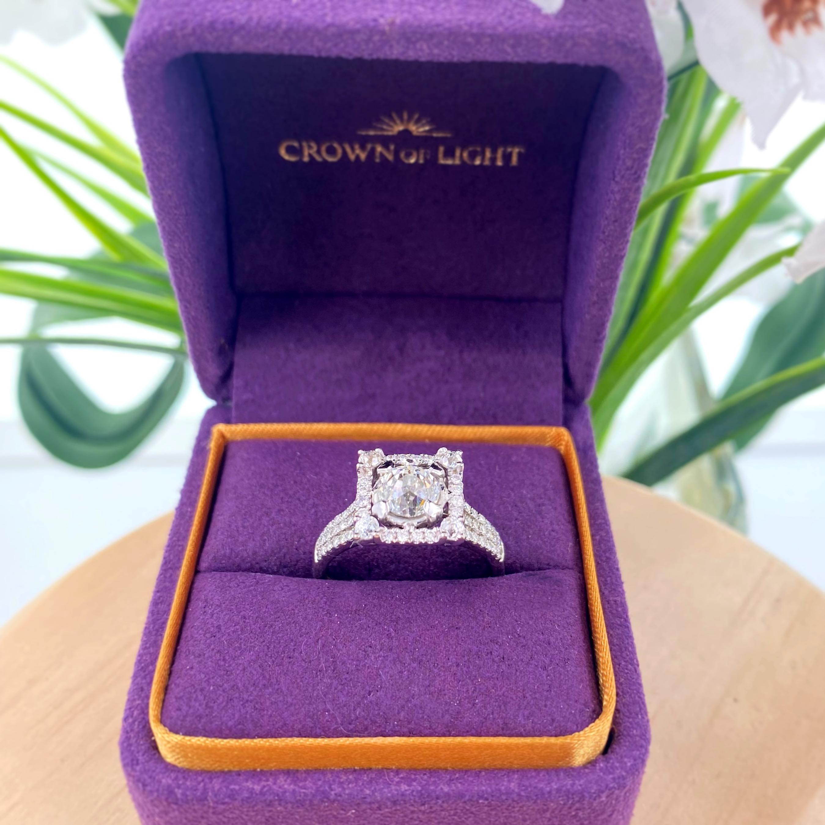 Women's Crown of Light Diamond 1.86 Tcw Engagement Ring 14kt White Gold