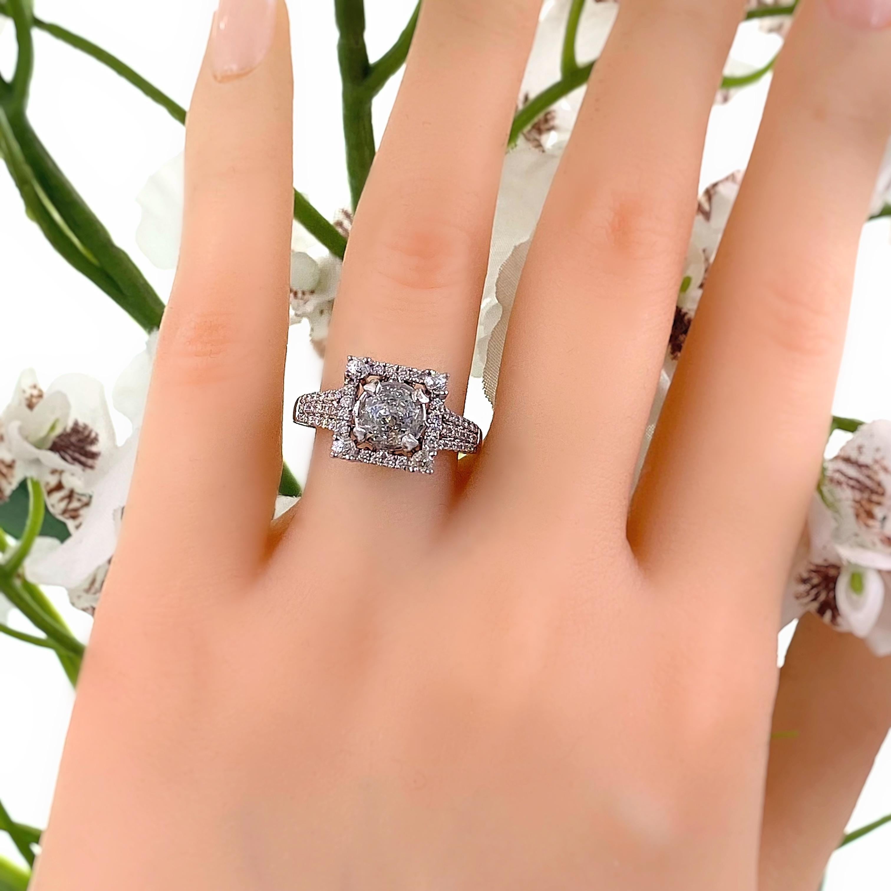 Crown of Light Diamond 1.86 Tcw Engagement Ring 14kt White Gold 1
