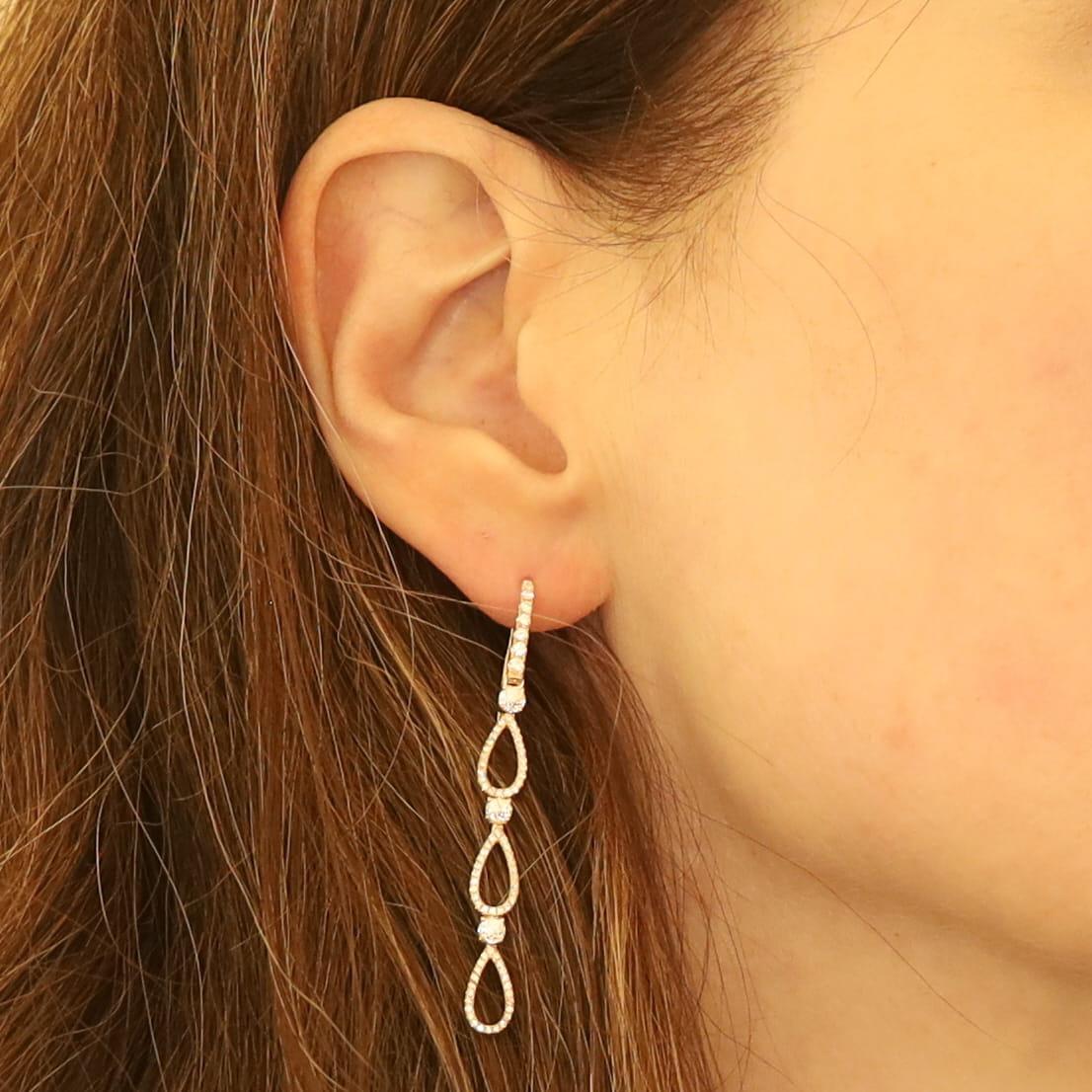 Crown of Light Diamant Tautropfen Ohrringe Gelbgold 14k Krone 1,57ctw (Rundschliff) im Angebot