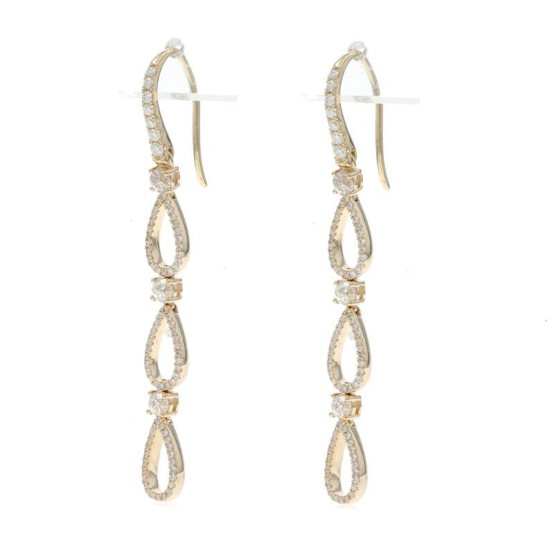 Crown of Light Diamant Tautropfen Ohrringe Gelbgold 14k Krone 1,57ctw im Zustand „Hervorragend“ im Angebot in Greensboro, NC