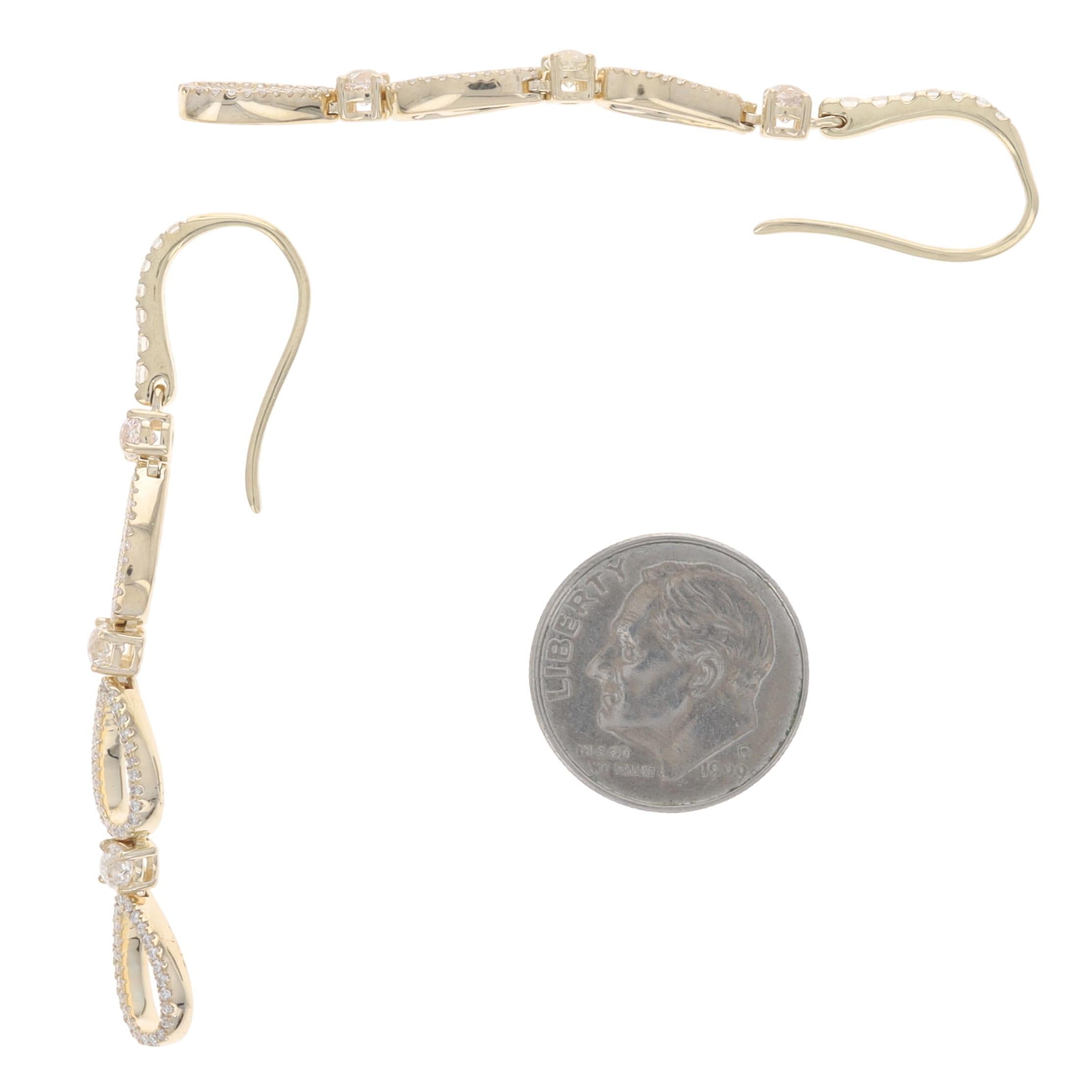 Crown of Light Diamant Tautropfen Ohrringe Gelbgold 14k Krone 1,57ctw Damen im Angebot