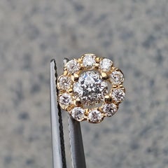 Crown of Light Diamond Pendant .34ct Center .17ct Sides Halo 14k Yellow Gold