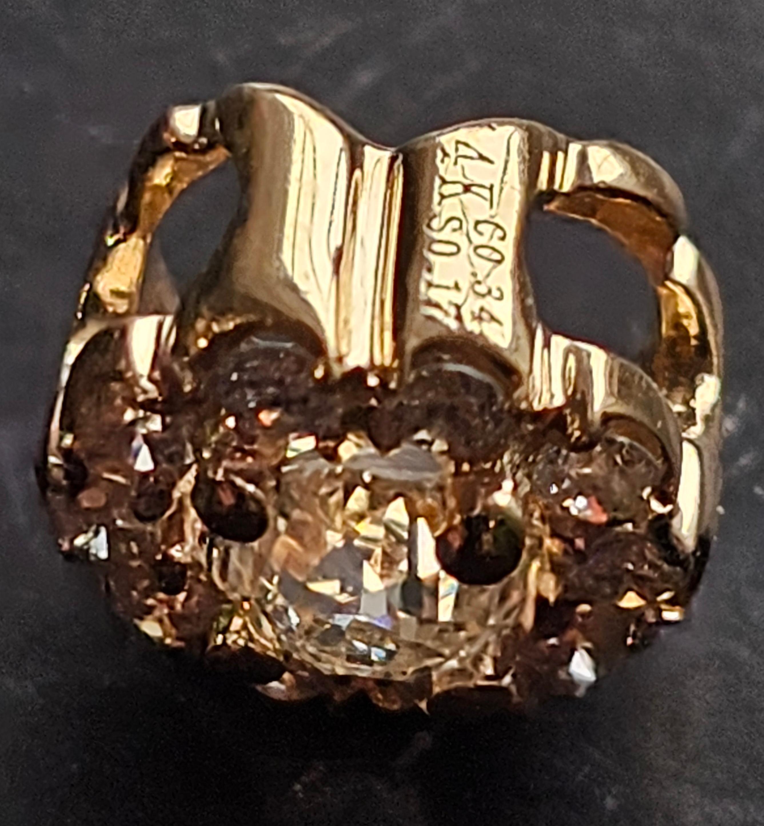 Crown of Light Diamond Pendant .34ct Center .17ct Sides Halo 14k Yellow Gold In Good Condition In Northbrook, IL