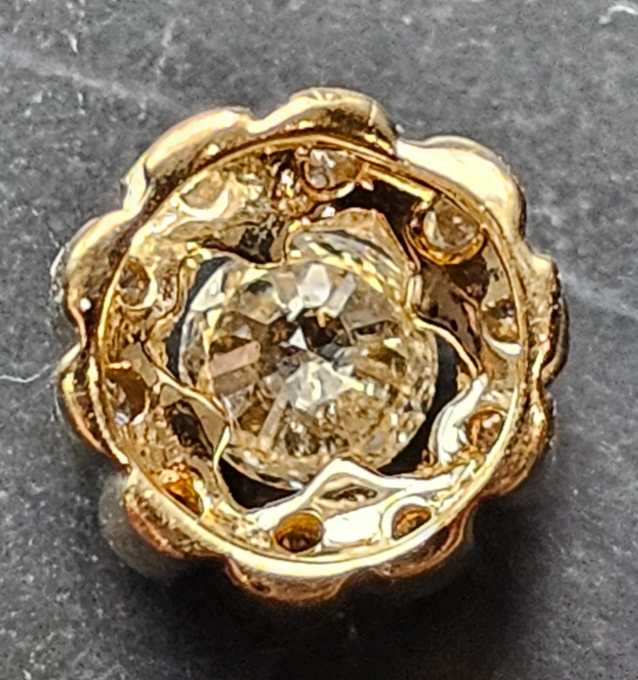 Crown of Light Diamond Pendant .34ct Center .17ct Sides Halo 14k Yellow Gold 1