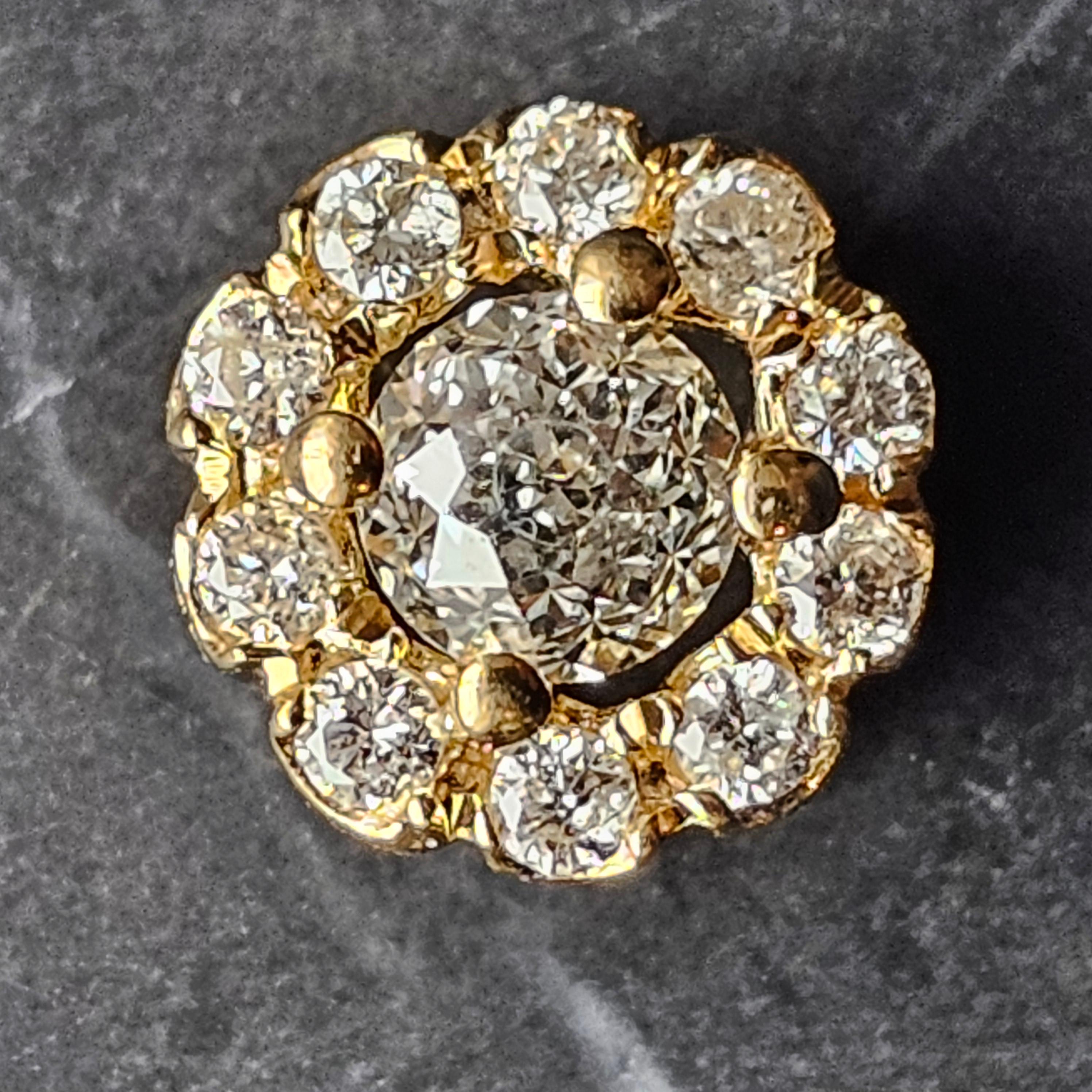 Crown of Light Diamond Pendant .34ct Center .17ct Sides Halo 14k Yellow Gold 2