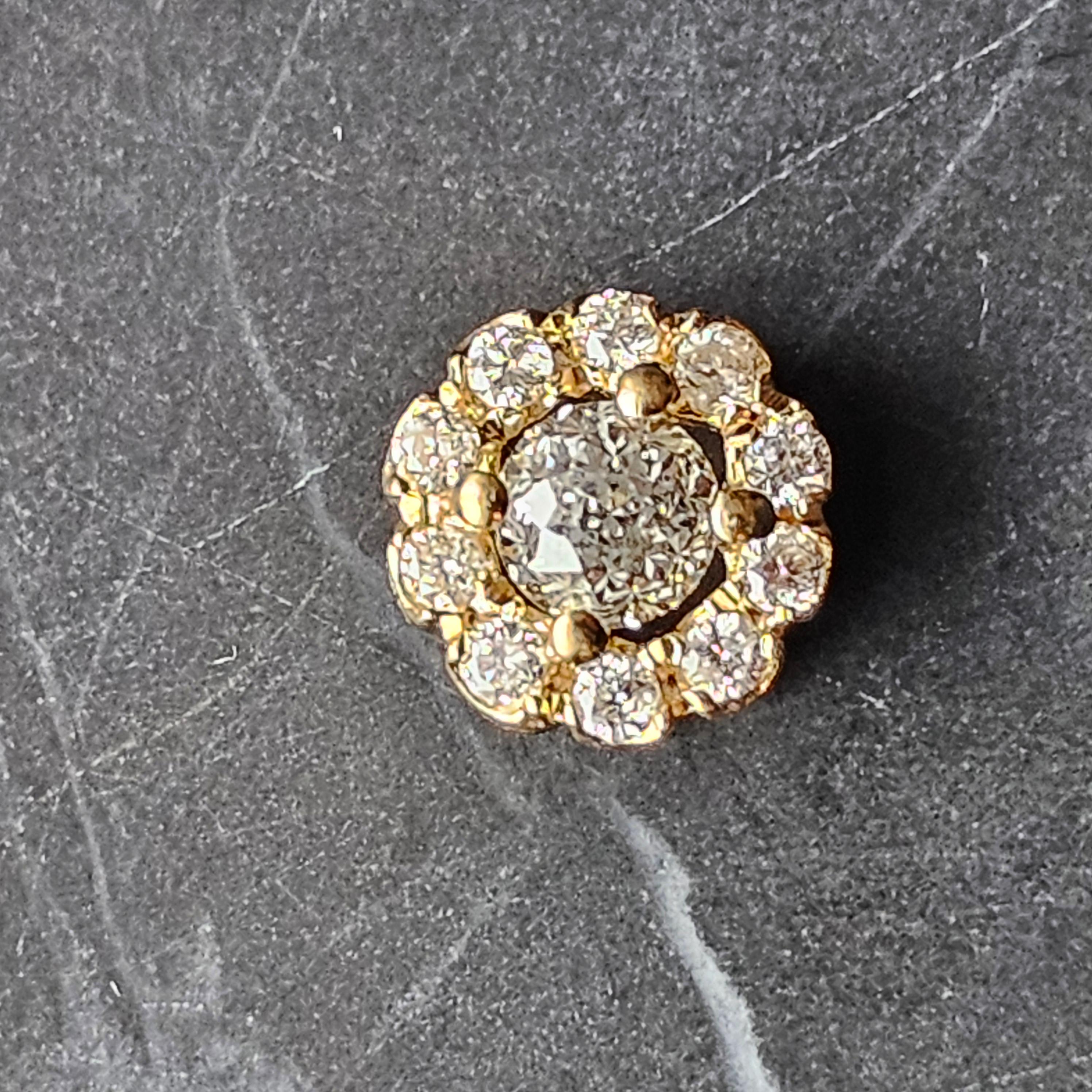 Crown of Light Diamond Pendant .34ct Center .17ct Sides Halo 14k Yellow Gold 3