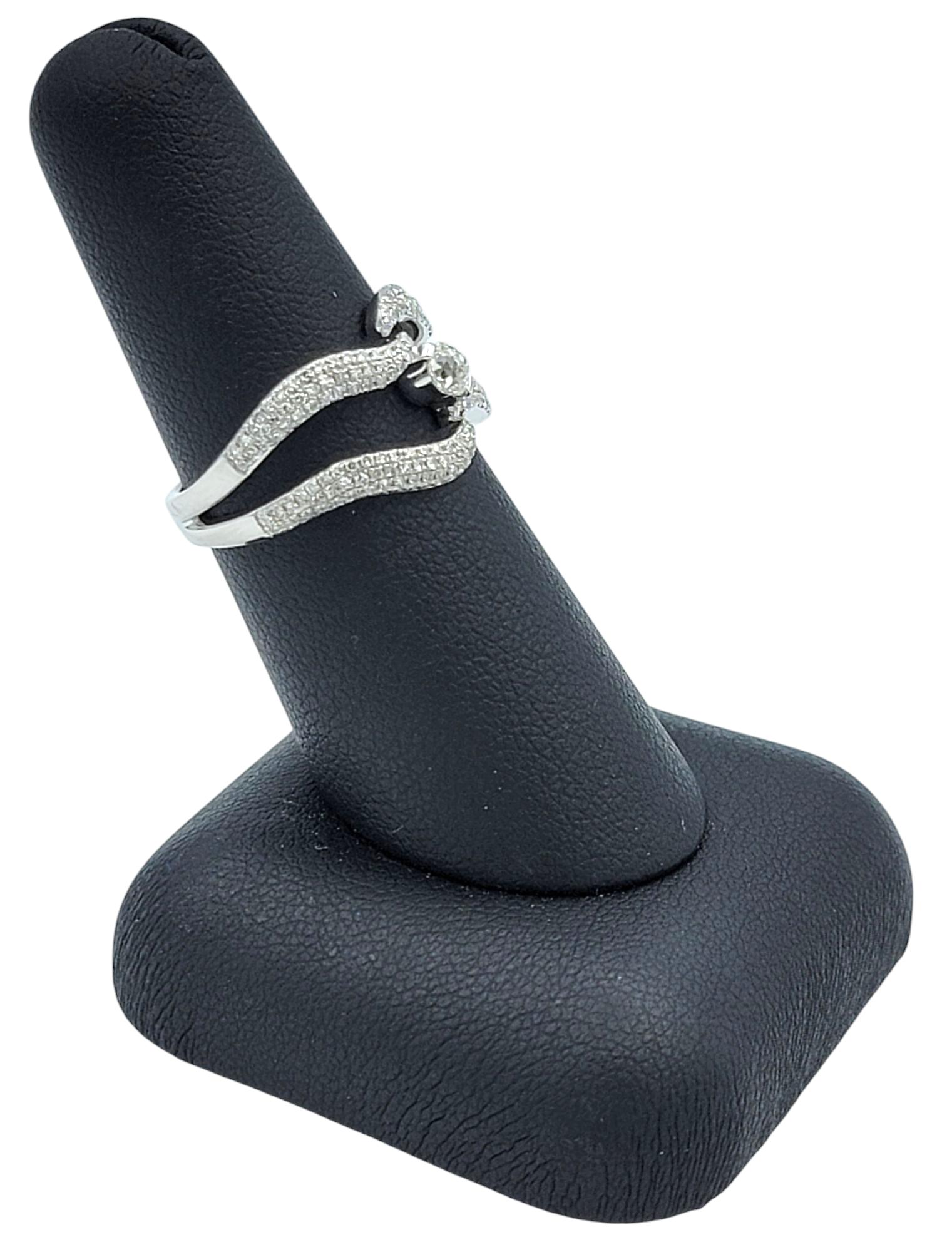 Crown of Light Diamond Wave Motif Split Shank Band Ring in 14 Karat White Gold For Sale 7