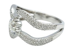 Crown of Light Diamond Wave Motif Split Shank Band Ring in 14 Karat White Gold