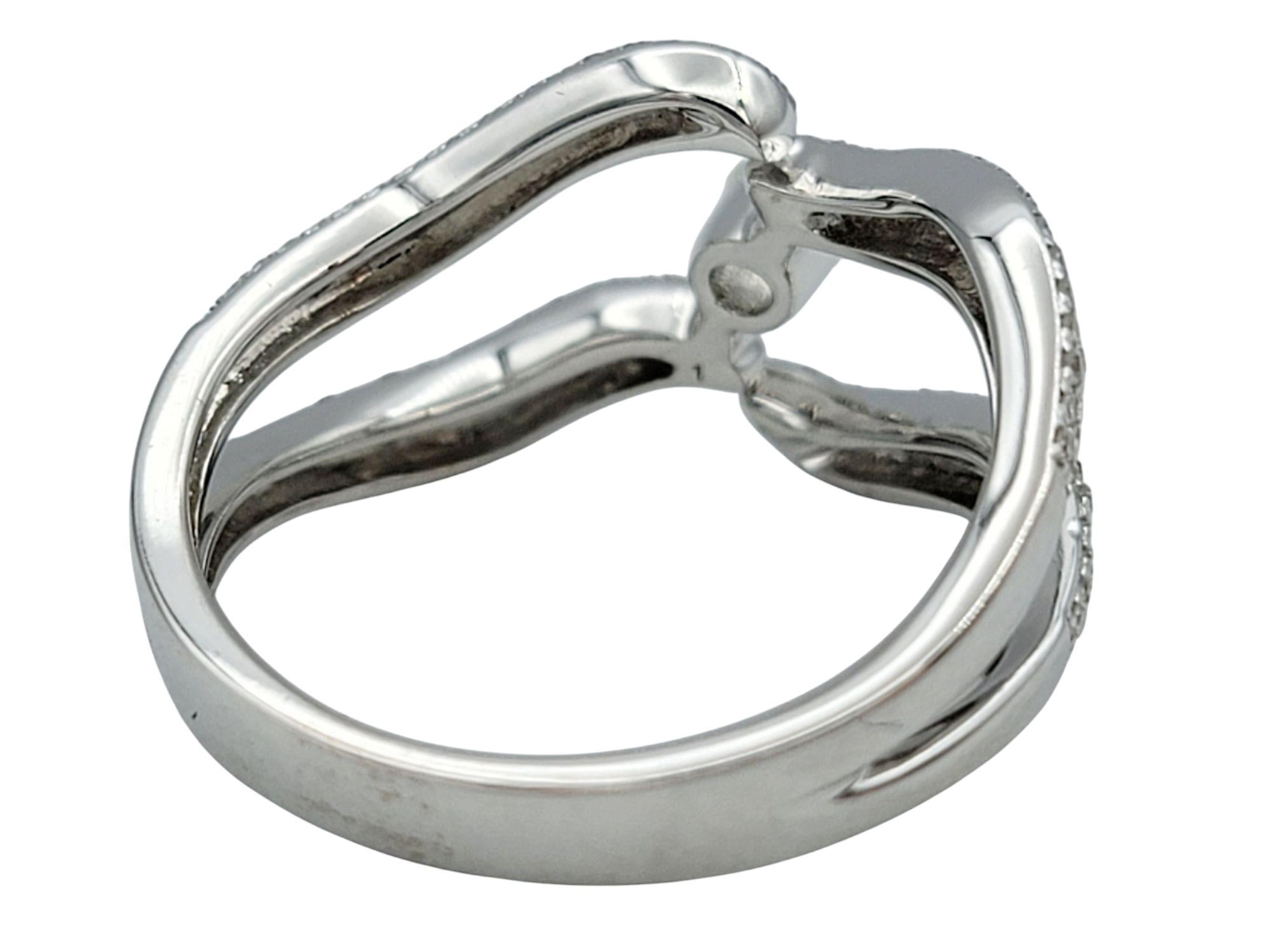 Crown of Light Diamond Wave Motif Split Shank Band Ring in 14 Karat White Gold For Sale 1