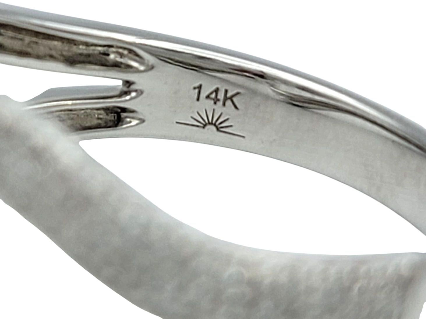 Crown of Light Diamond Wave Motif Split Shank Band Ring in 14 Karat White Gold For Sale 2