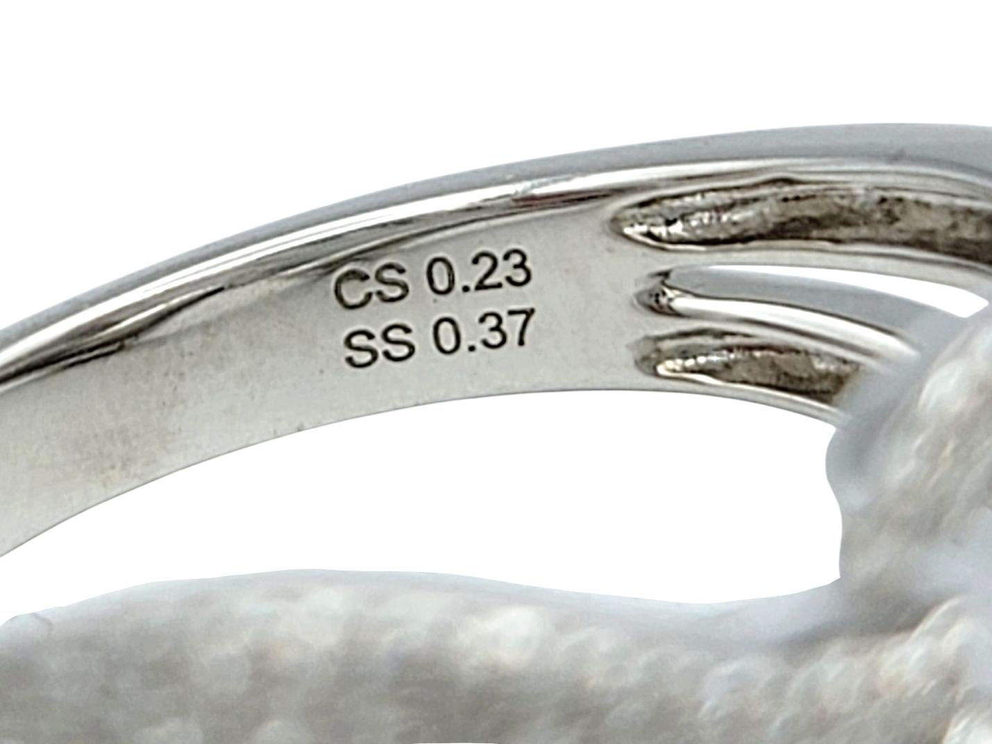 Crown of Light Diamond Wave Motif Split Shank Band Ring in 14 Karat White Gold For Sale 3