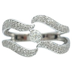Crown of Light Diamond Wave Motif Split Shank Band Ring in 14 Karat White Gold