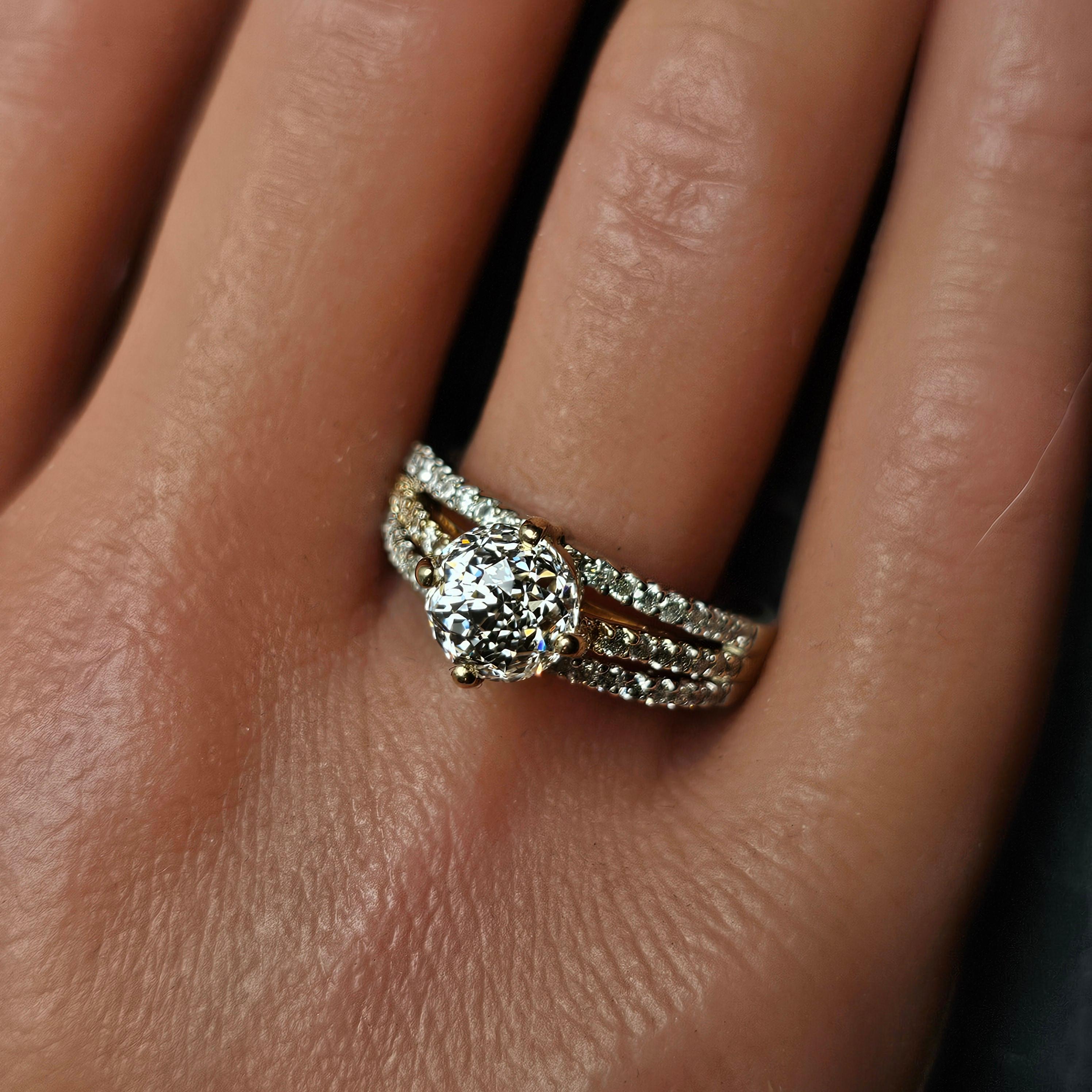 Crown Of Light Engagement Ring GIA 2.37 F SI1 14k White Yellow Gold Sz 9 For Sale 2