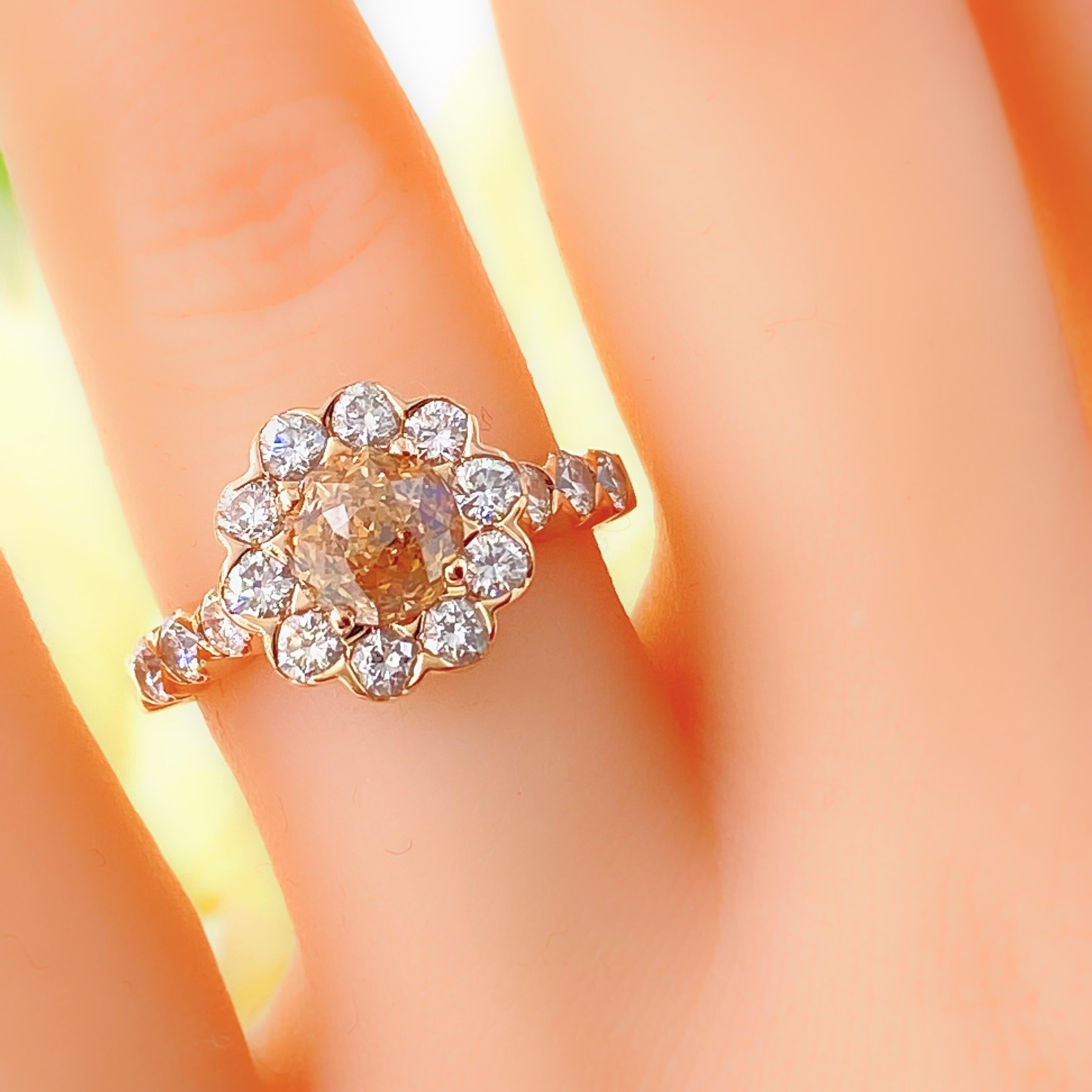 Crown of Light Fancy Dark Orangy Brown 2.40 tcw 18kt Rose Gold Engagement Ring For Sale 2