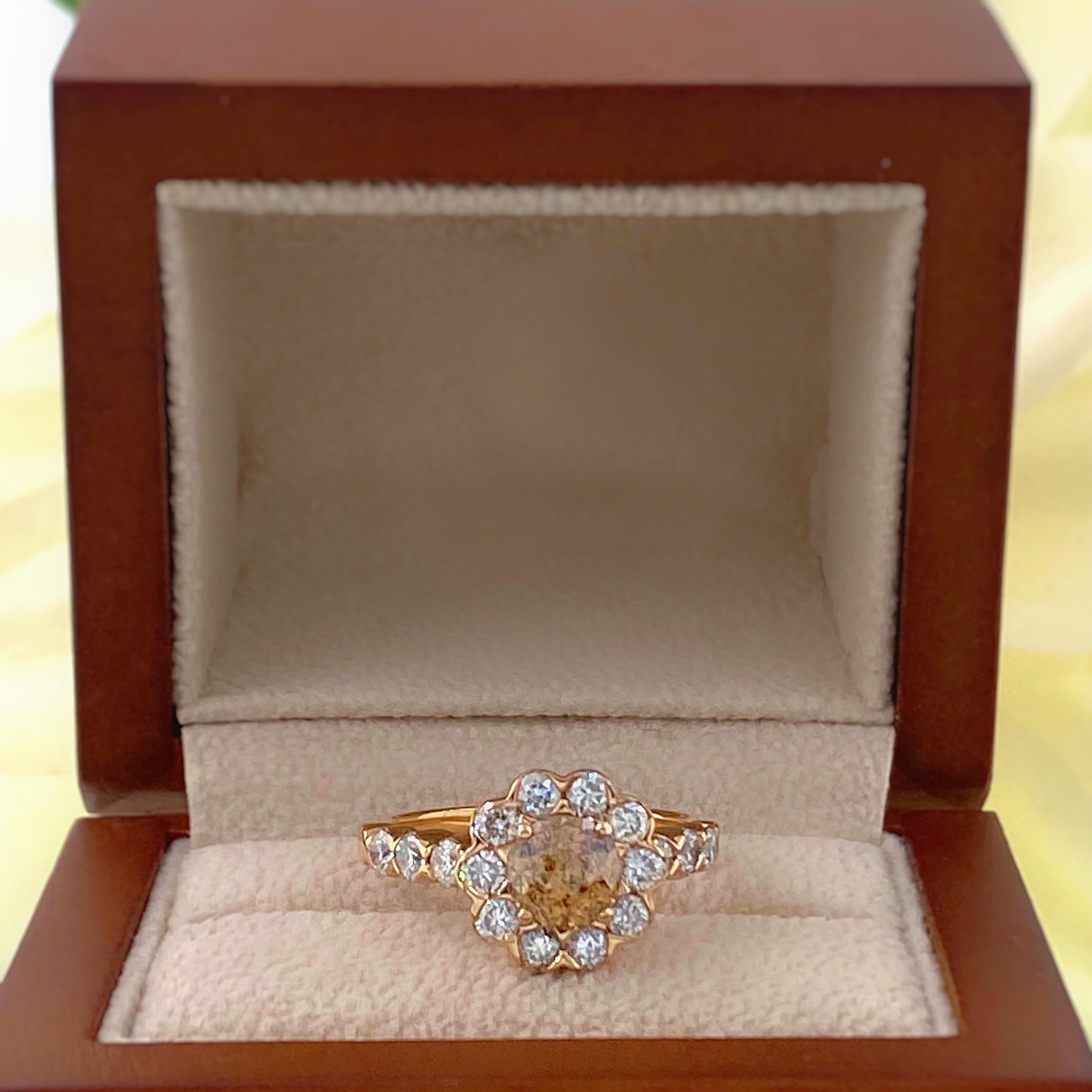 Crown of Light Fancy Dark Orangy Brown 2.40 tcw 18kt Rose Gold Engagement Ring For Sale 5