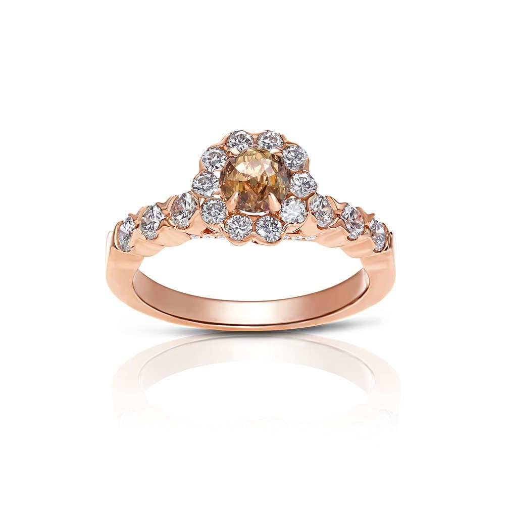Crown of Light Fancy Dark Orangy Brown 2.40 tcw 18kt Rose Gold Engagement Ring For Sale 7