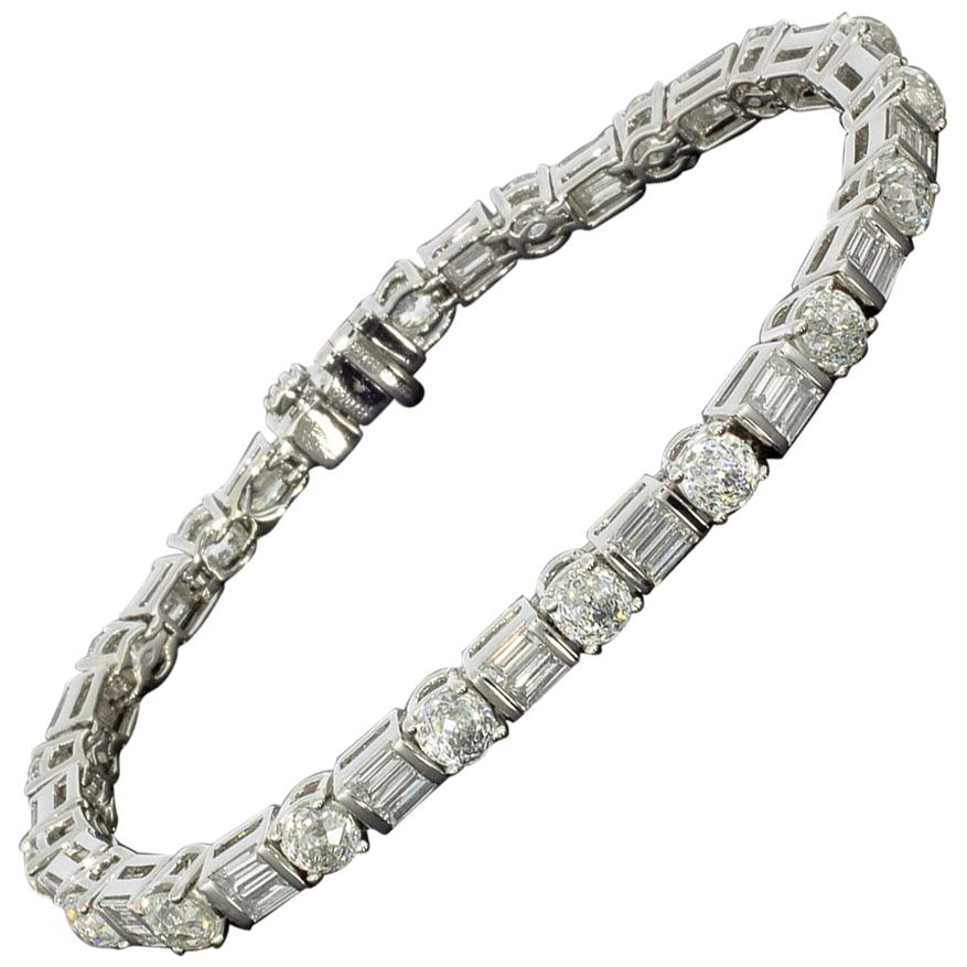 Crown of Light Platinum 10.84 Carat Fantasy Cut Diamond Tennis Bracelets