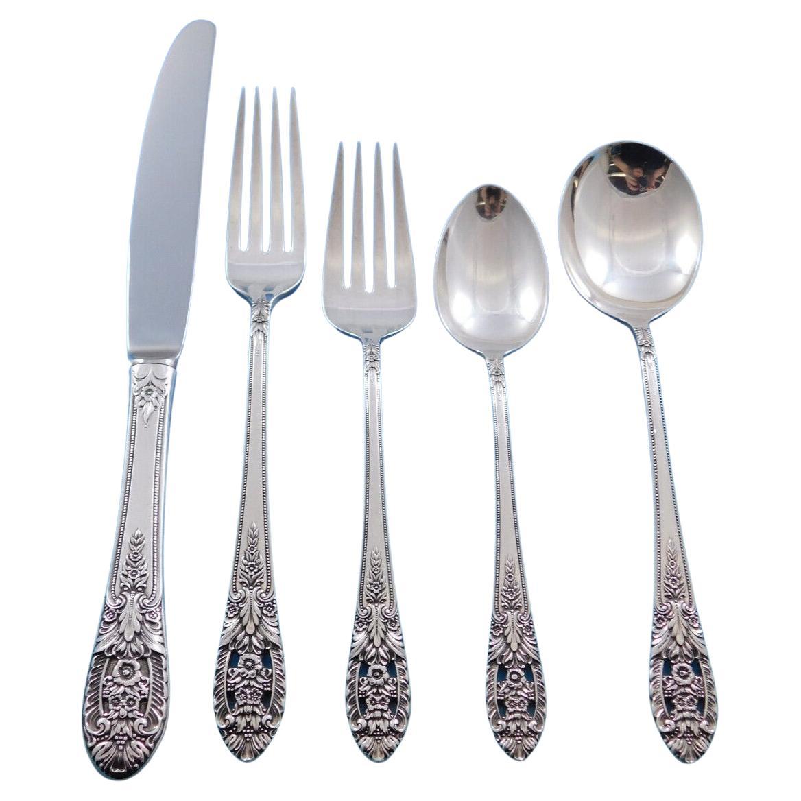 Crown Princess by International Sterling Silver Flatware Set Service 45 Pcs For Sale