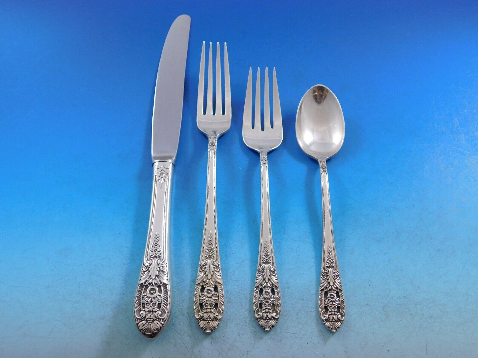 Crown Princess by International Sterling Silver Flatware Set Service 60 Pcs In Excellent Condition For Sale In Big Bend, WI