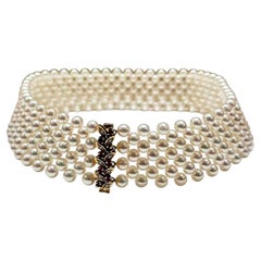 【Crown Radiance】 Victorian Grace Akoya Pearl Diamond Gold Choker Necklace