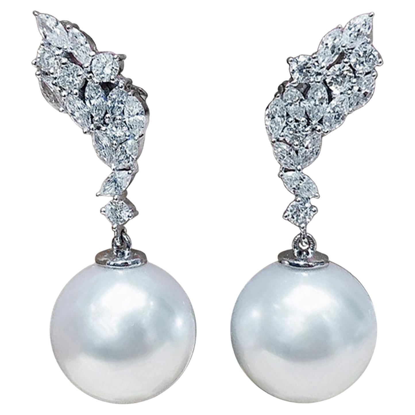 【Crown Radiance】Angelic Ascent Aurora South Sea Pearl & Diamond Earrings For Sale