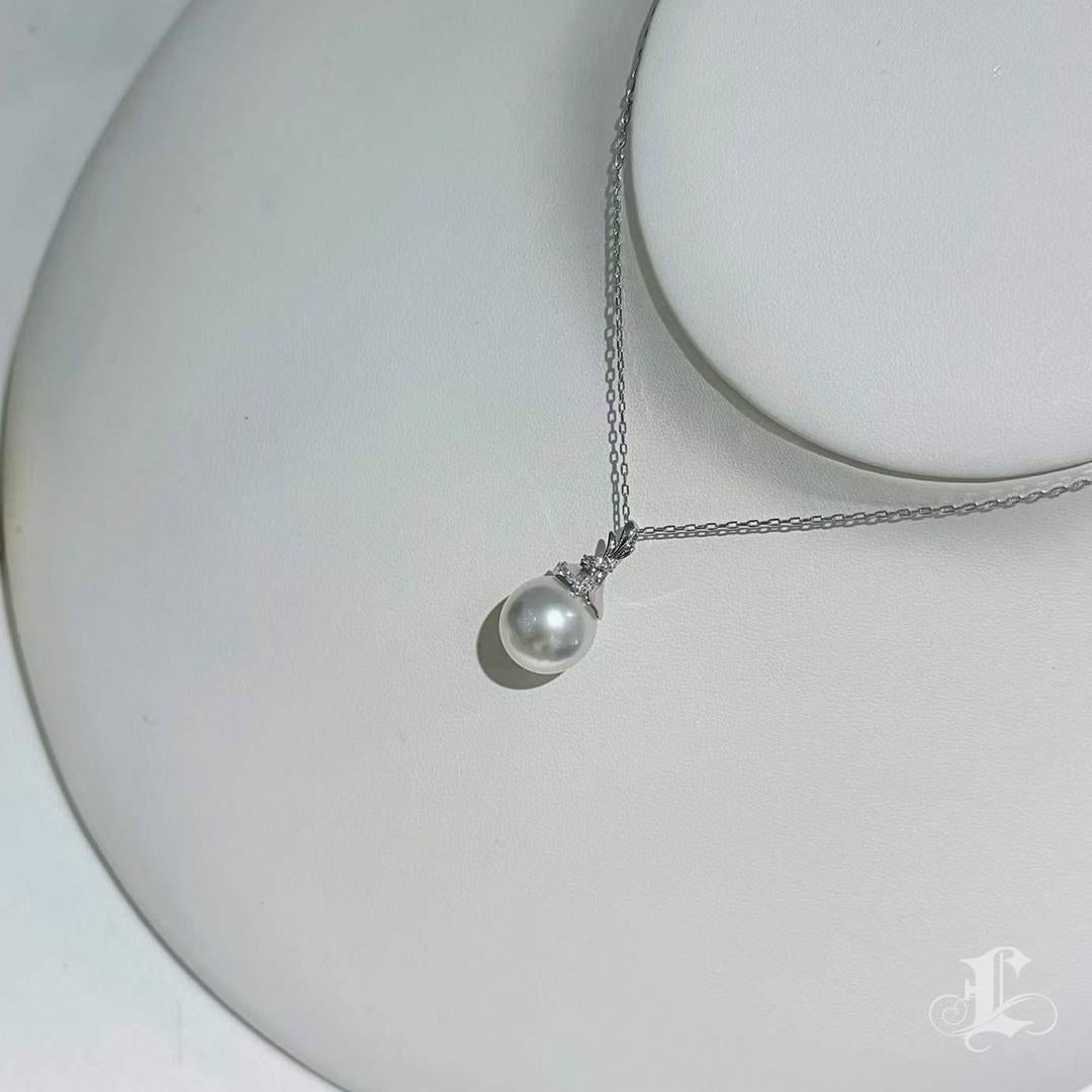 Ciondolo con perle bianche dei mari del sud e diamanti da 12-13 mm in vendita 4