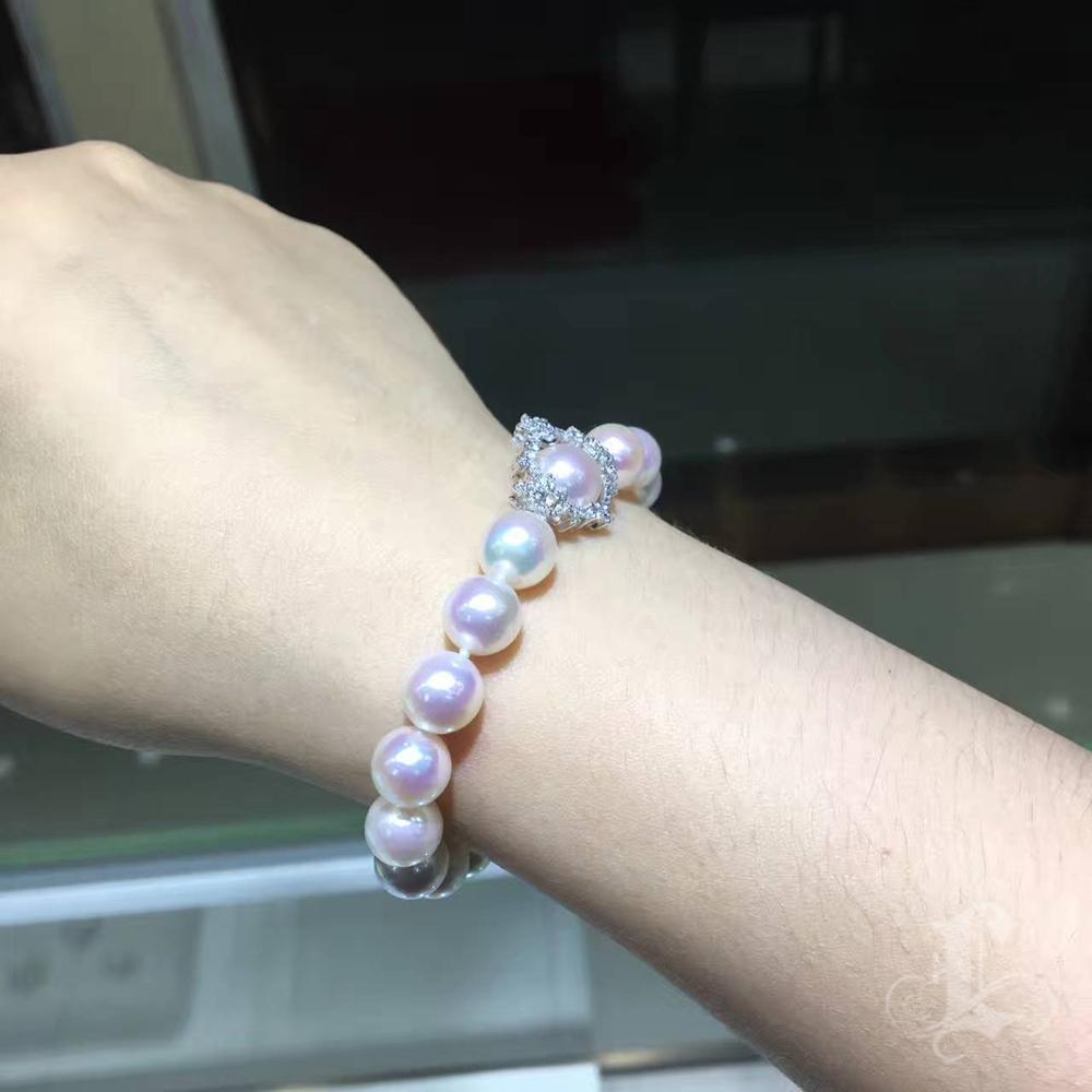 Crown Radiance】Aurora Akoya Perle Diamant-Armband im Zustand „Neu“ im Angebot in New York, NY