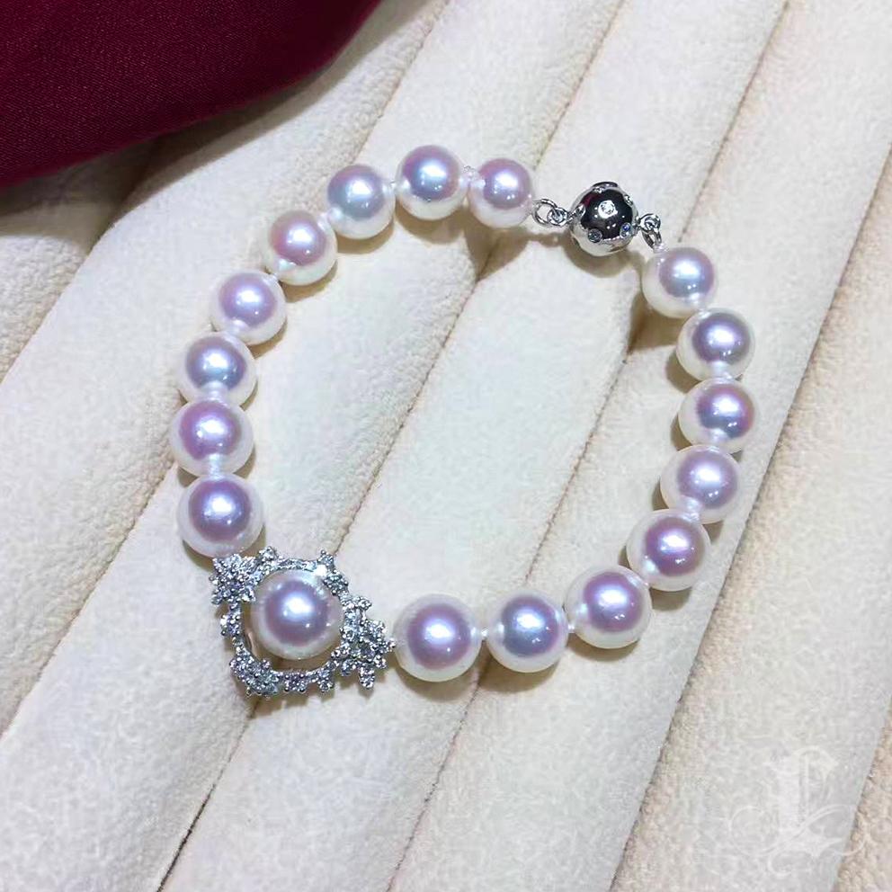 Crown Radiance】Aurora Akoya Perle Diamant-Armband im Angebot 1