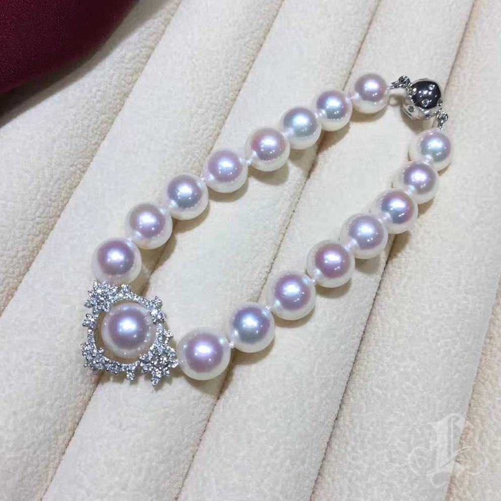 Crown Radiance】Aurora Akoya Perle Diamant-Armband im Angebot 2