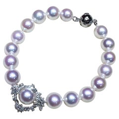 【Crown Radiance】Aurora Akoya Pearl Diamond Bracelet
