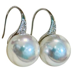 【Crown Radiance】Aurora Drop South Sea Pearl Diamond Earrings