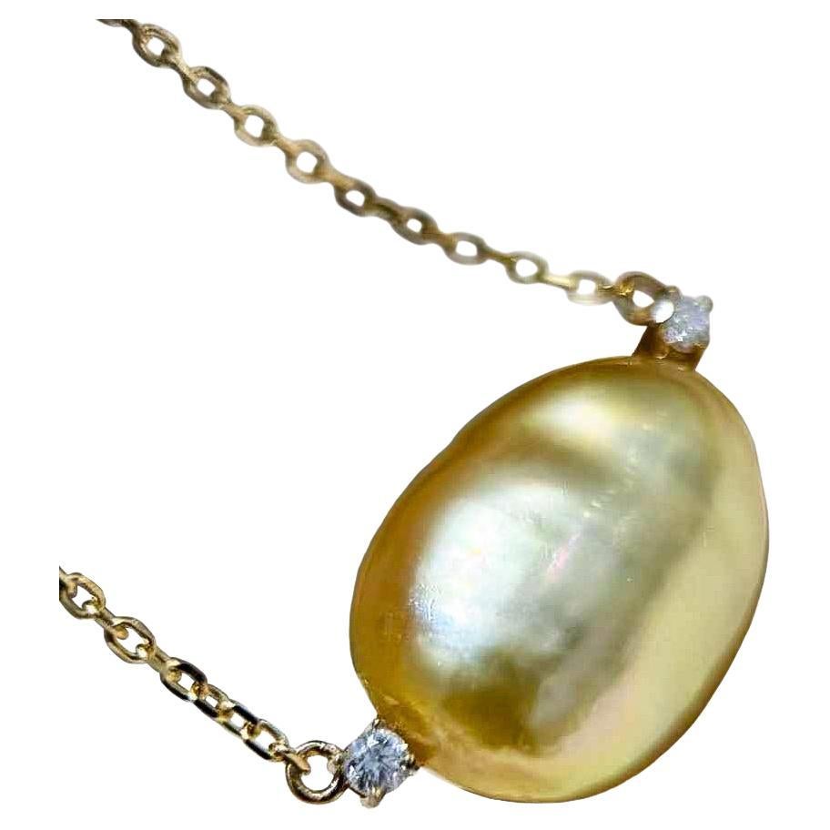 【Corona Resplandor】Aurora Oro Keshi Collar Colgante de Perlas
