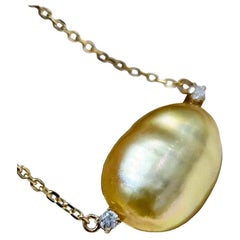 【Crown Radiance】Aurora Gold Keshi Pearl Pendant Necklace
