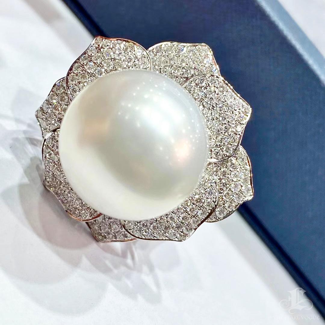 Women's 【Crown Radiance】Aurora South Sea Pearl Convertible Flower Ring Pendant For Sale