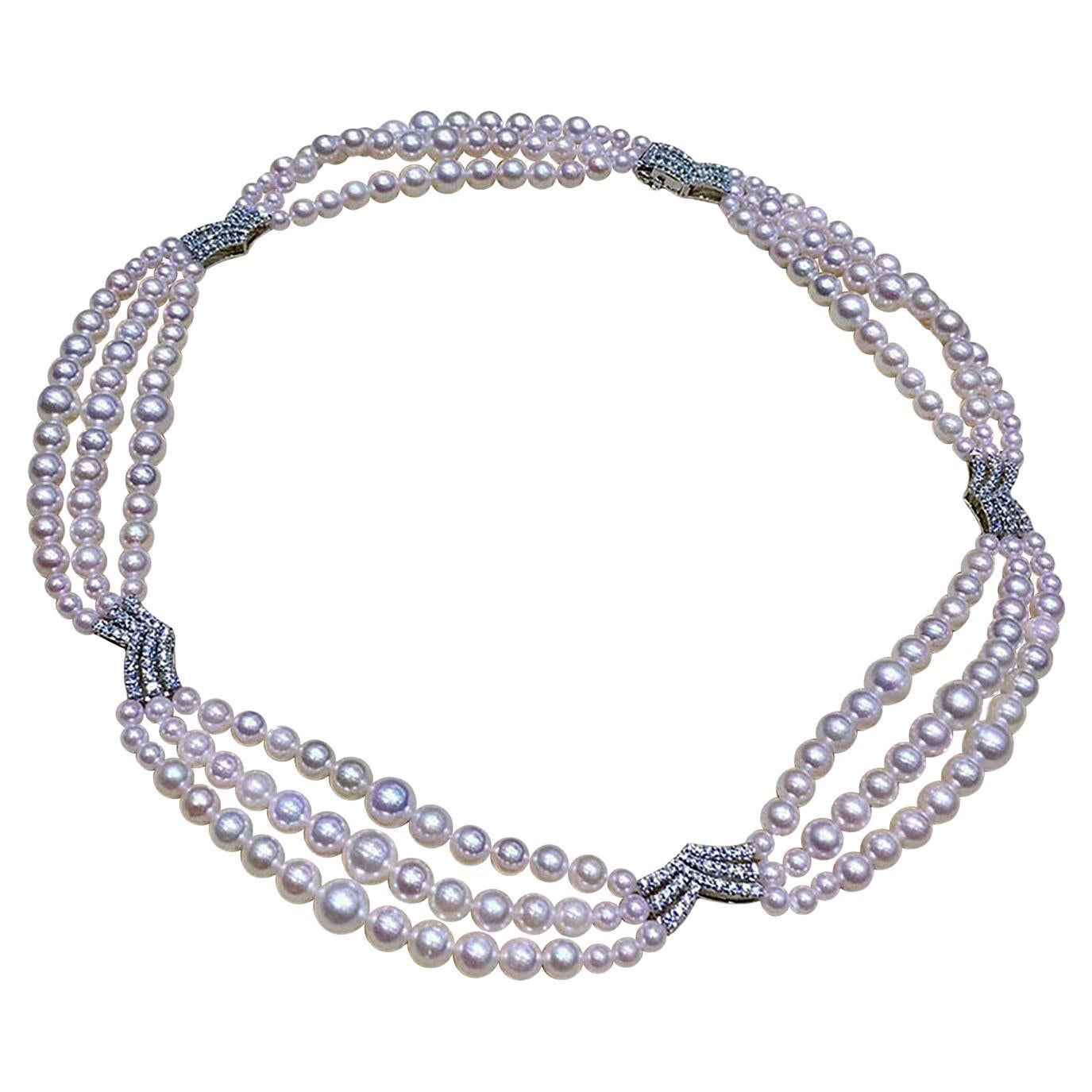 Collana a tre fili di perle Akoya Baby