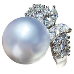 【Crown Radiance】Blossom Crown Aurora Bague en perles des mers du Sud et diamants