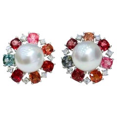 Orecchini con perle dei mari del sud e spinello di Carnevale celestiale Aurora
