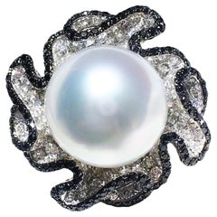 Crown Radiance】Himmlischer Wirbel Aurora Südsee Perle Diamant Statement Ring