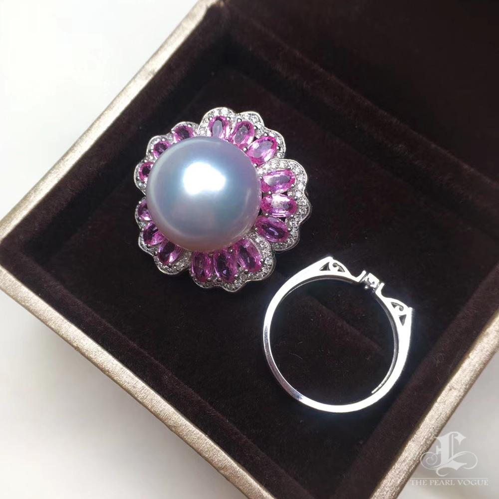 【Vine Symphony】Convertible Pink Sapphire South Sea Pearl Ring Pendant In New Condition For Sale In New York, NY
