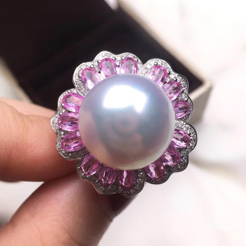 Women's 【Vine Symphony】Convertible Pink Sapphire South Sea Pearl Ring Pendant For Sale