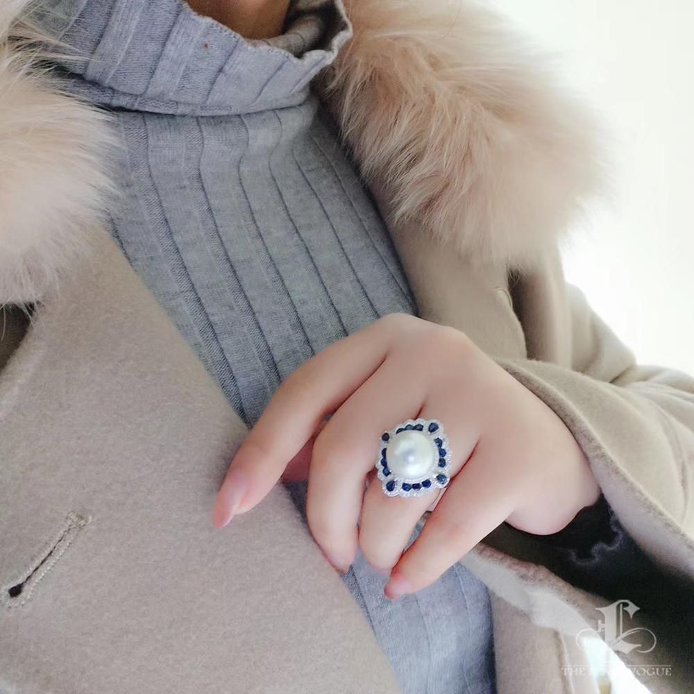 【Crown Radiance】Convertible Saphir Diamant Aurora Südsee Perlen Ring Anhänger im Angebot 6