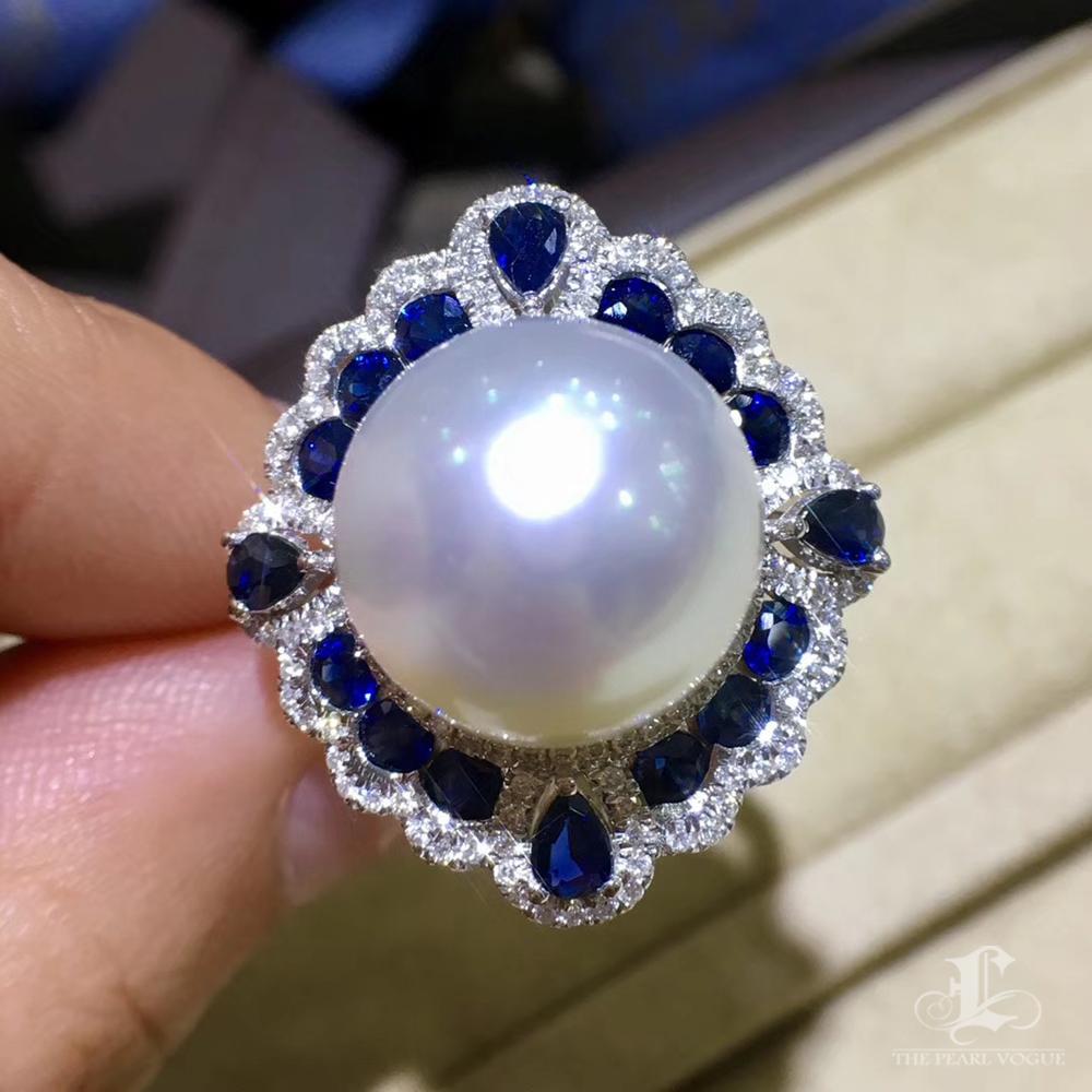 【Crown Radiance】Convertible Saphir Diamant Aurora Südsee Perlen Ring Anhänger im Zustand „Neu“ im Angebot in New York, NY