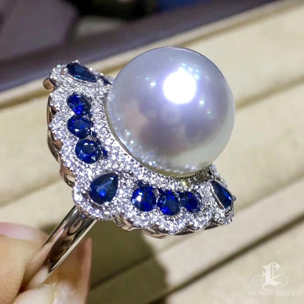 【Crown Radiance】Convertible Saphir Diamant Aurora Südsee Perlen Ring Anhänger im Angebot 1