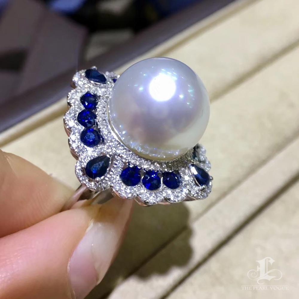 【Crown Radiance】Convertible Saphir Diamant Aurora Südsee Perlen Ring Anhänger im Angebot 2